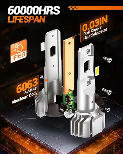 Miniatura 6 de SEALIGHT Bombillas LED antiniebla H16 H8 H11, 18000 lm, 800% de brillo, 6500 K, blanco frío, anillo ajustable de 360, 60000 HRS vida útil H8 H16