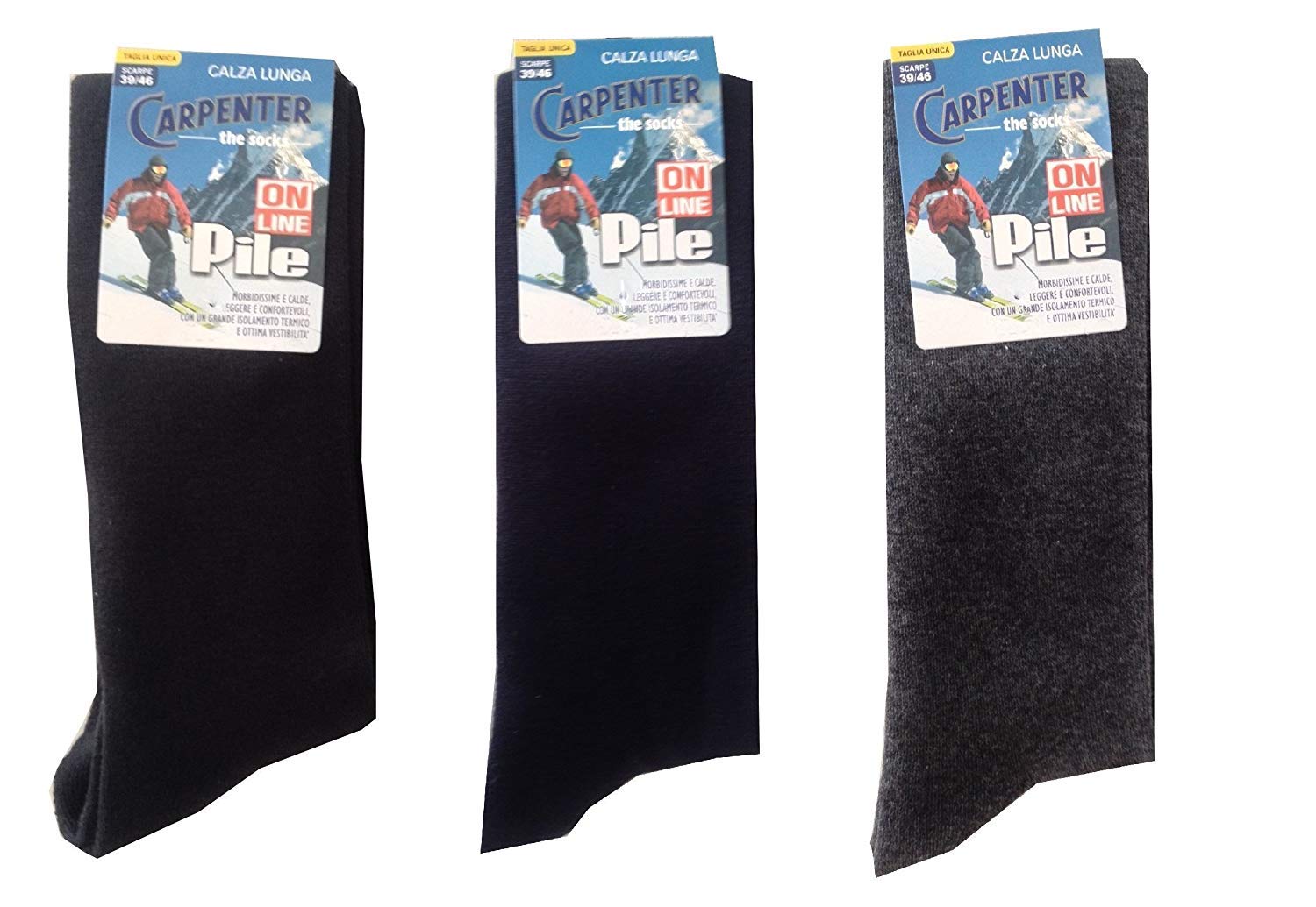 Lot de 3 paires de chaussettes longues en polaire pour homme Taille unique 39/46