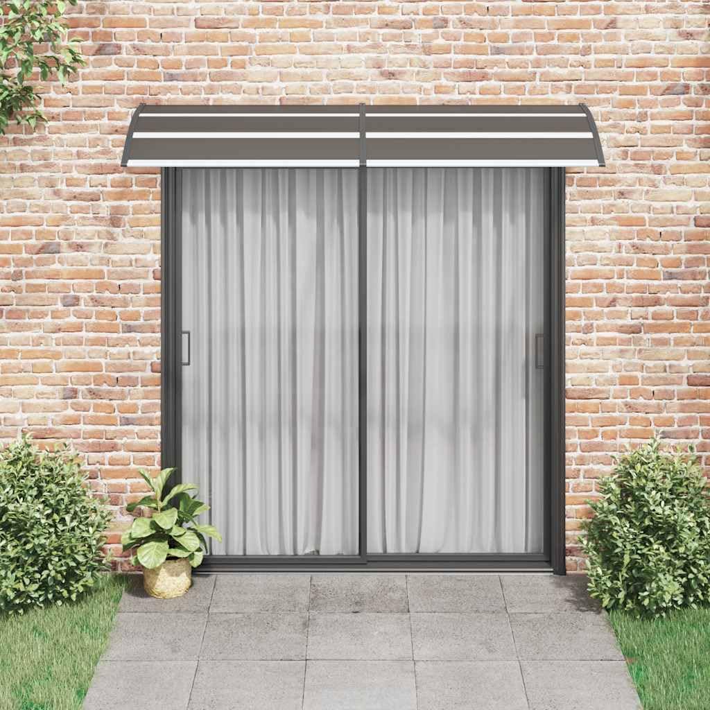 Tettoia nera 240 x 75 cm in policarbonato con staffe in ABS e aste in alluminio per porta di casa e finestre, tettuccio resistente alle intemperie con accessori di montaggio per privati