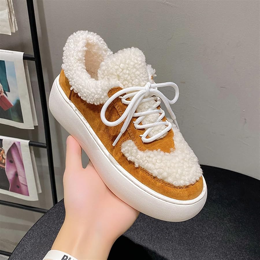 Sneakers con Plateau Caldo Invernale for Donna Scarpe Casual in Lana di  Agnello Scarpe da Ginnastica Femminili in Peluche con Fondo Spesso (Color :  A, Size : 35 EU) : Amazon.it: Moda