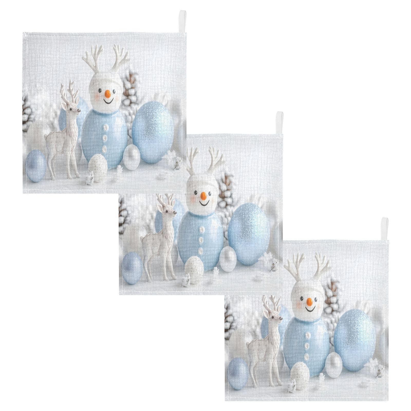 YETTASBIN Snowman Muslin Baby Hand Washcloths Soft Cotton Bath Face Towel 4 Layers Extra Absorbent Feeding Burp Cloth