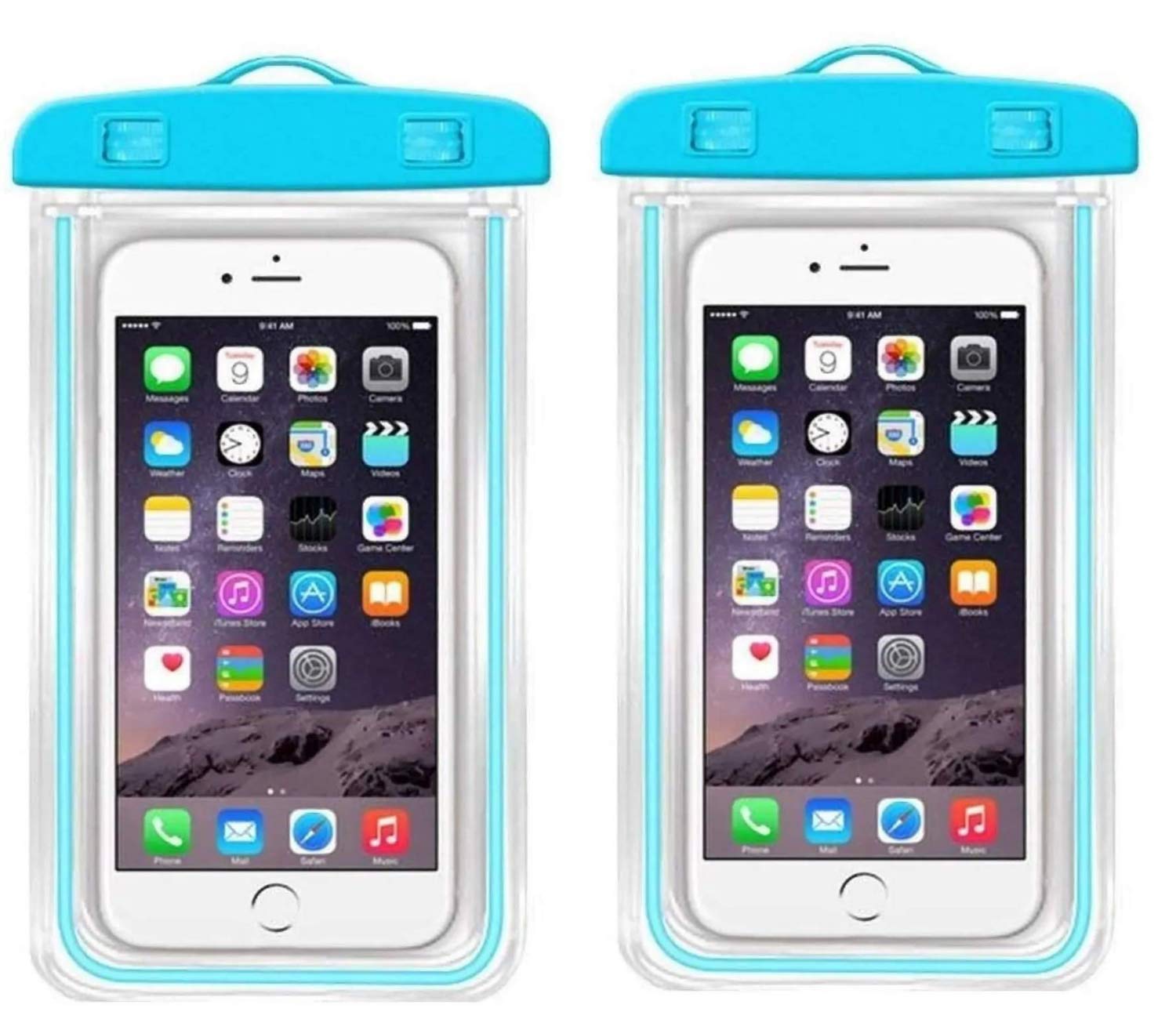 PIKABOO Pack of 2, Waterproof Phone Pouch to Carry Your Mobile Safely Protection Against Moisture, Water, Dust, Dirt and Germs Transparent