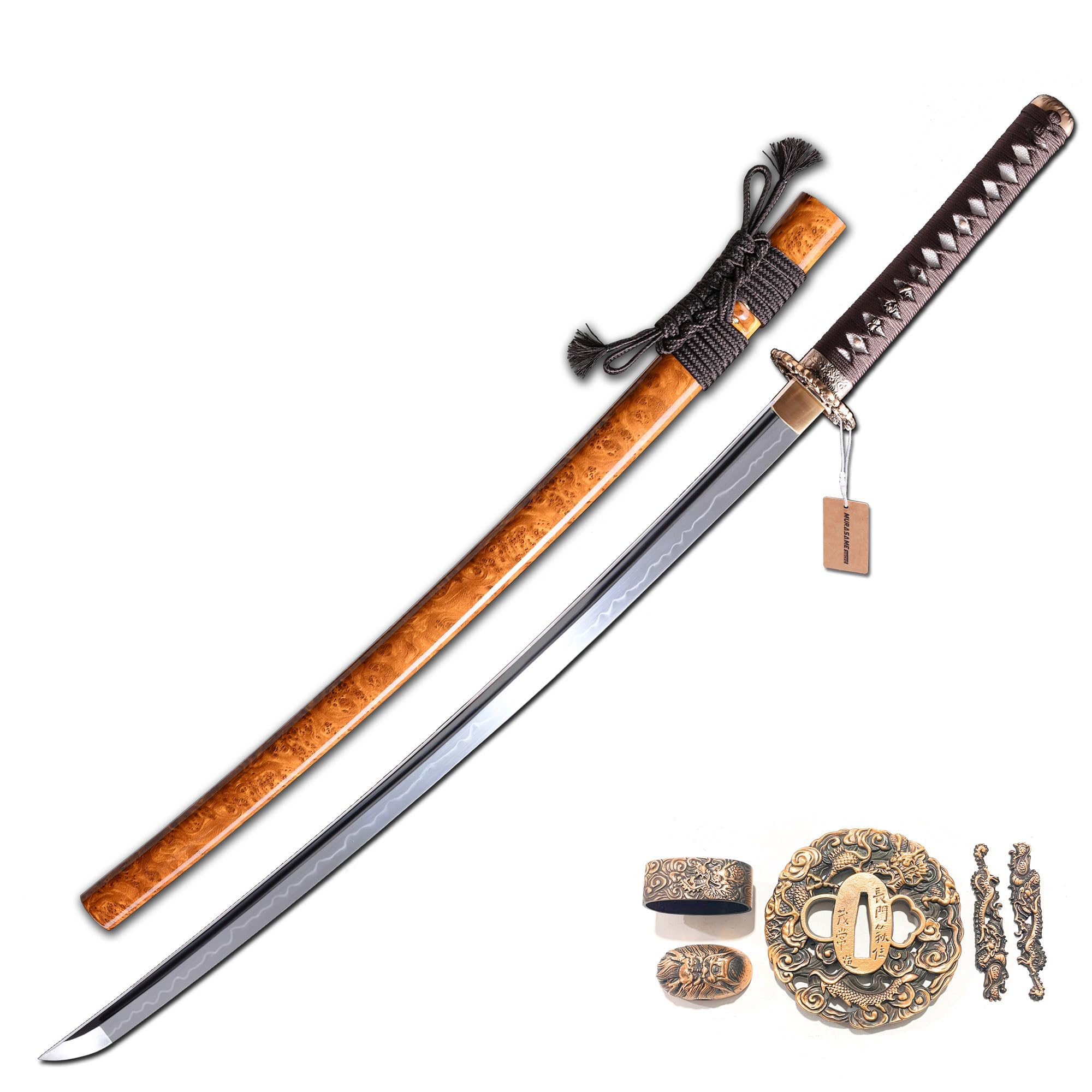 MURASAME Katana Sword 41" T10 Steel Clay Tempered Razor Sharp Blade Full Tang Handmade