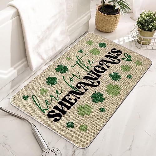 Miniatura 2 de GAGEC Tapete para puerta del día de San Patricio, «Here for The Shenanigans», tapete de entrada para interiores, casa de campo, cocina, decoración