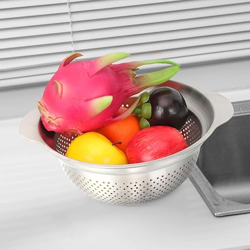 Miniatura 9 de Homoyoyo Stainless Steel Colander with Dense Drainage Multi-use Kitchen Strainer Bowl for Washing Vegetables Fruits and Draining and Self-draining