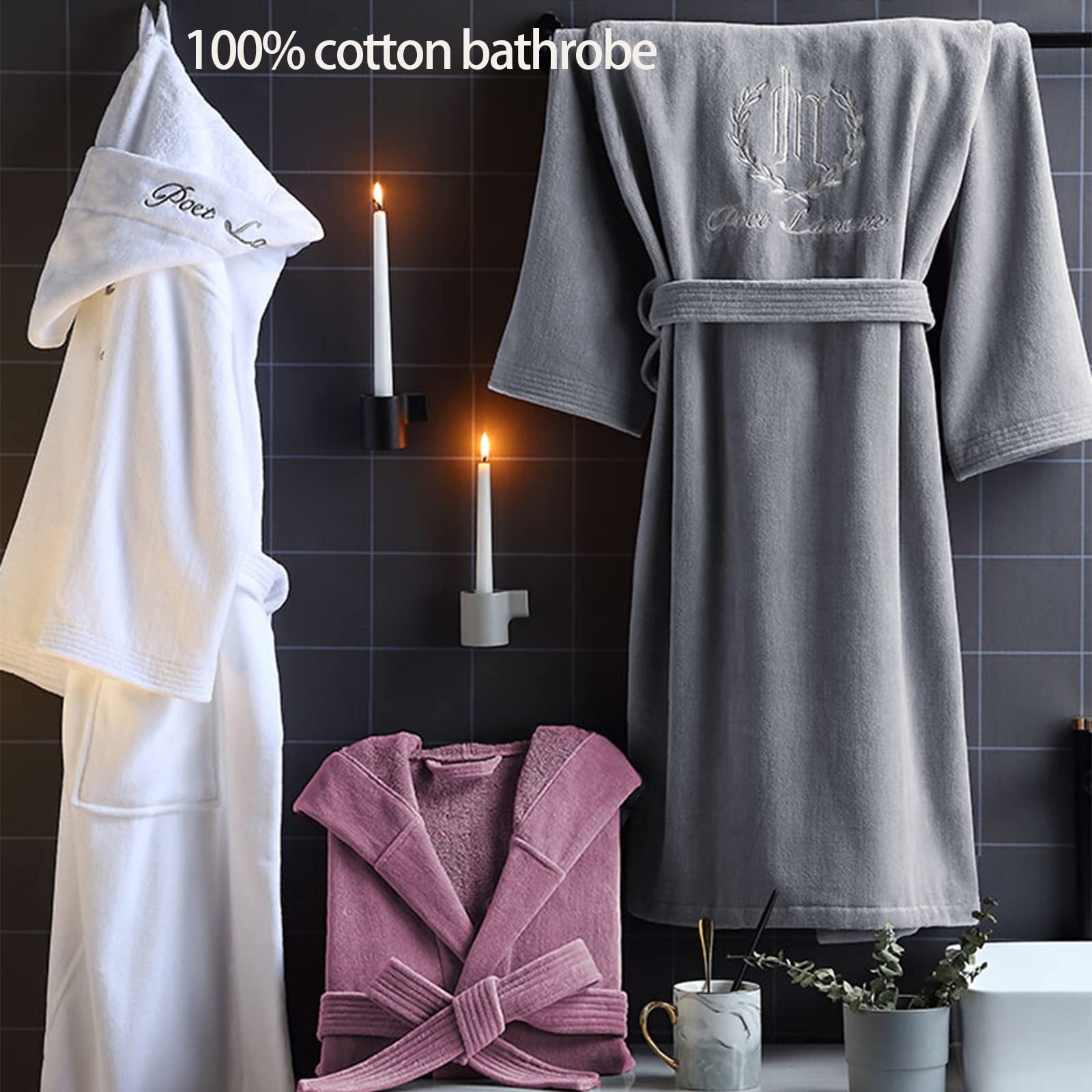 szlafrok damski dtugi Bawełniany Płaszcz Do Sauny Frotte,Luksusowy Szlafrok Bawełniany Frotte, Szlafrok Dla Mężczyzn I Kobiet 100% Czesana Szata Frotte Unisex Spa - Szlafrok Najwyższej Jakości