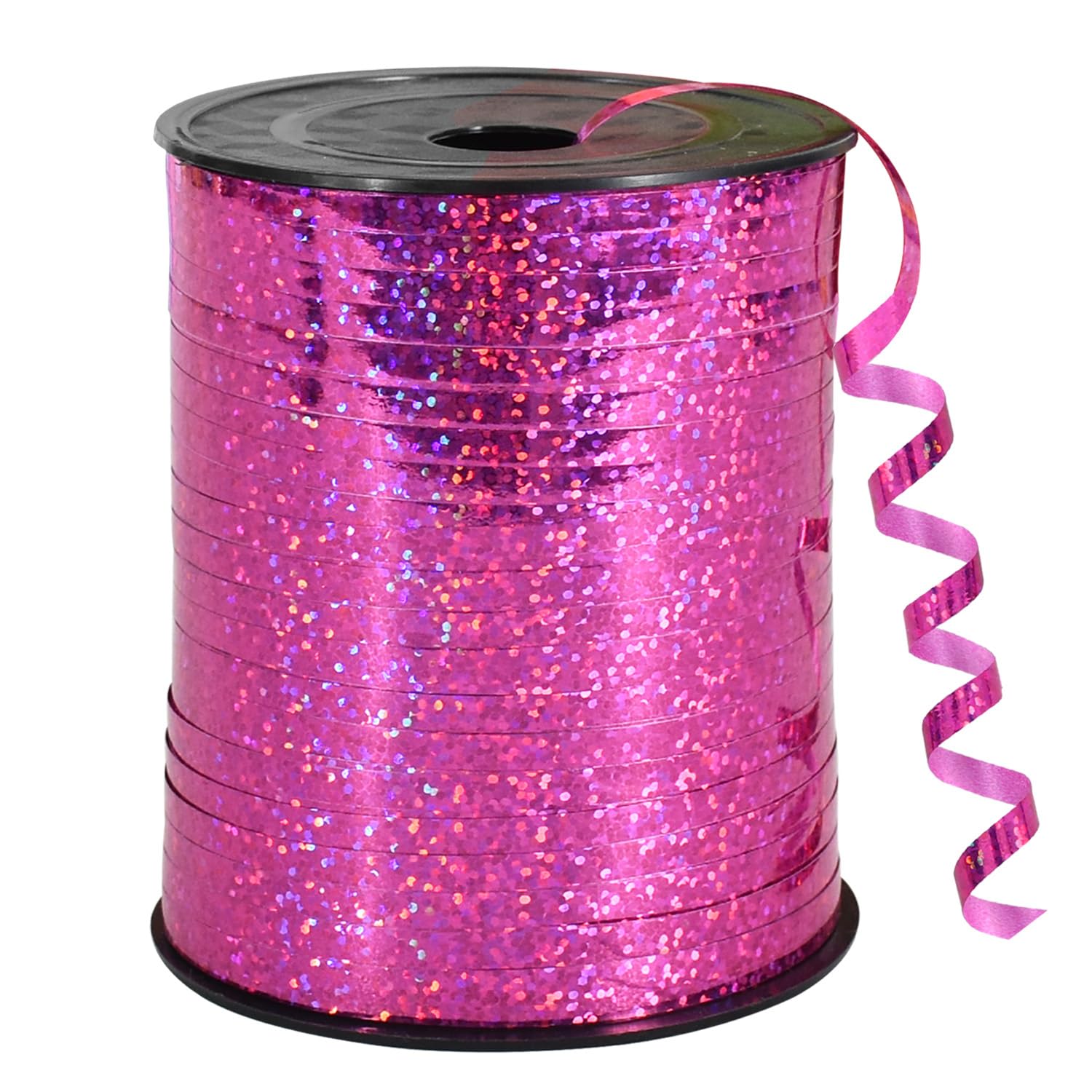 BEISHIDA 500 Yards Hot Pink Crimped Curling Ribbon Shiny Metallic Balloon String Roll Gift Wrapping Ribbon for Girl Birthday Valentines Bachelorette Mother's Day Party Decorations