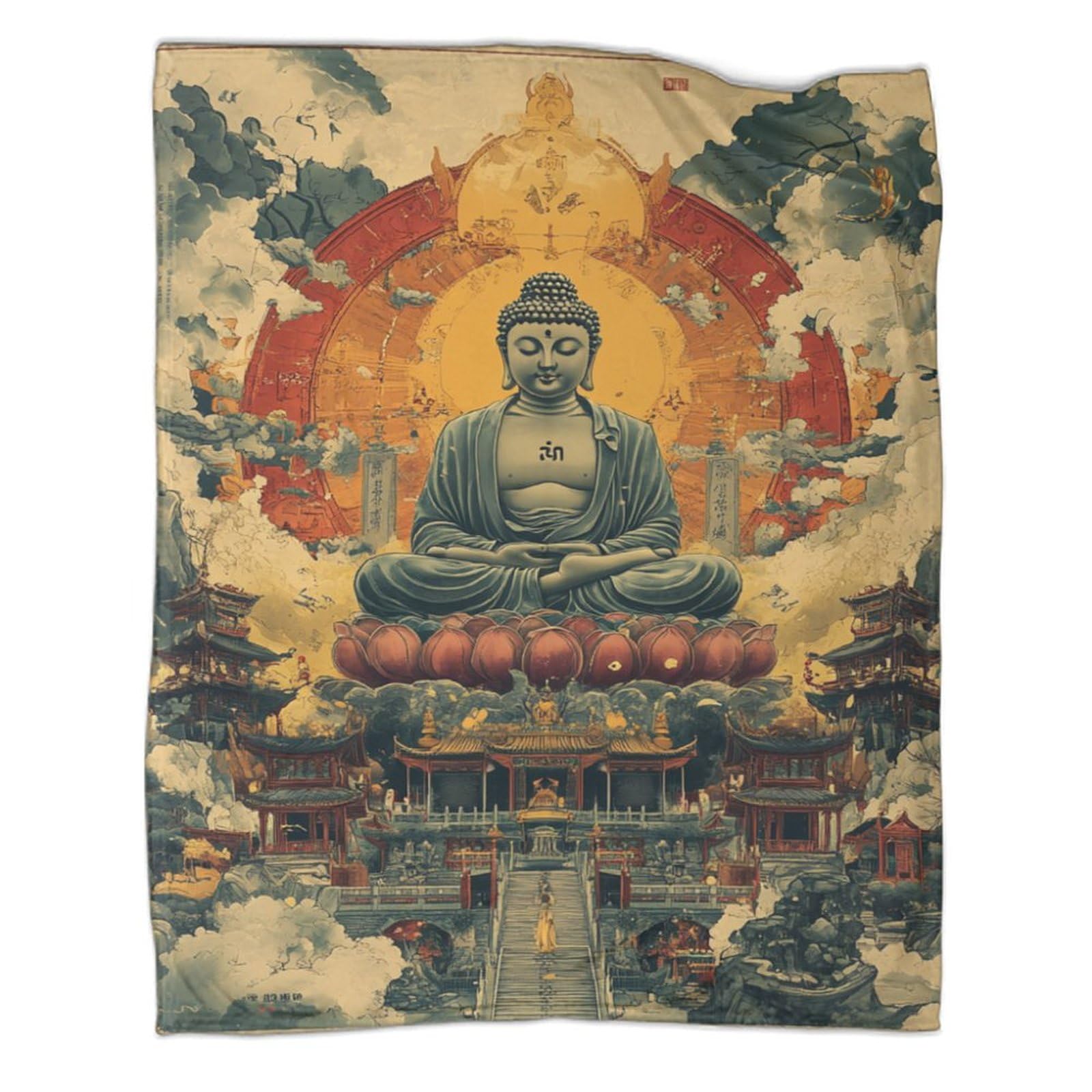 Couverture Bouddha en microfibre douce et chaude pour lit et canapé 127x152 cm
