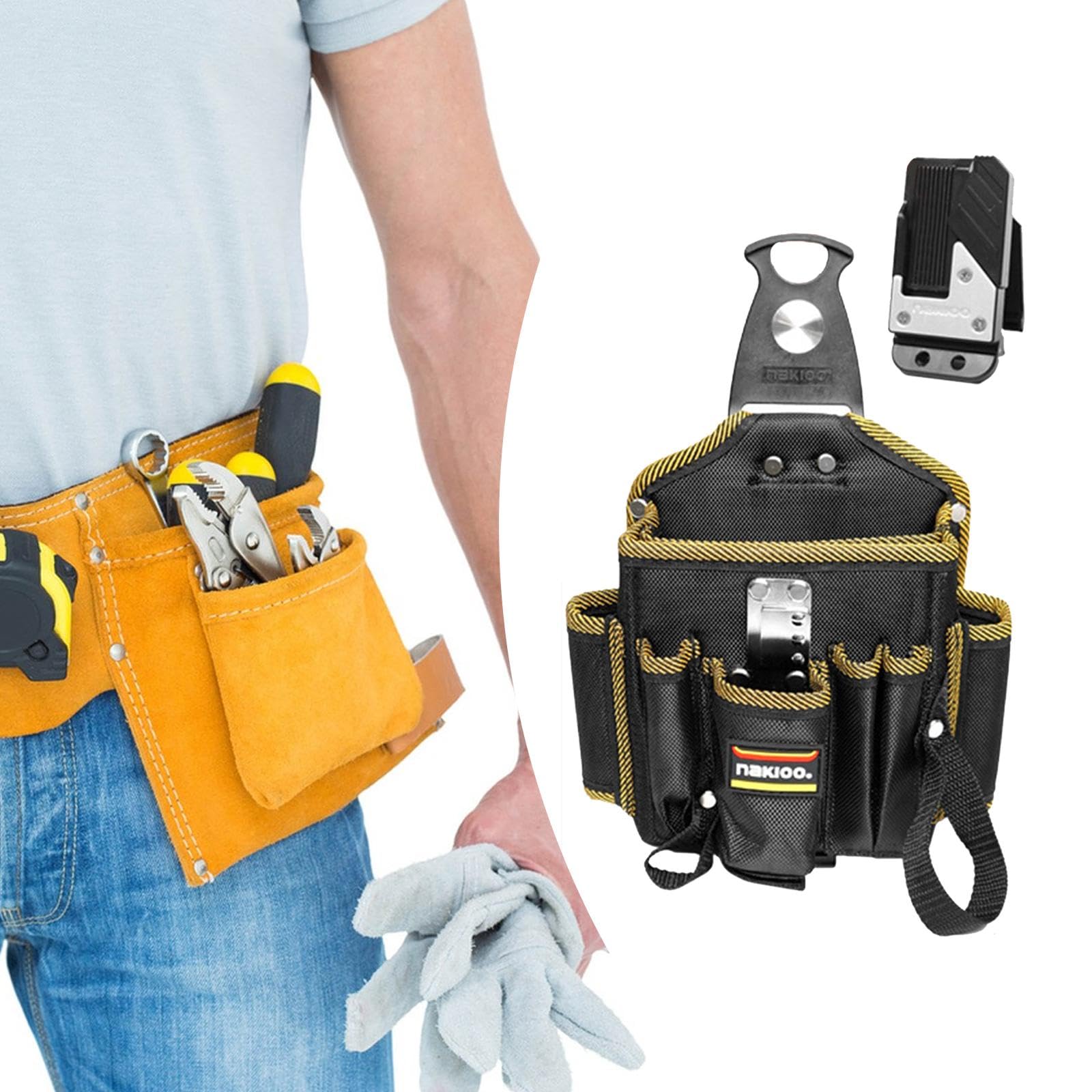 LOVIVER Borsa per Utensili con Clip Cinghia Portable Anti Scratch Walet Wake con Più Tasche per Carpentieri Elettricisti Regali di Amici