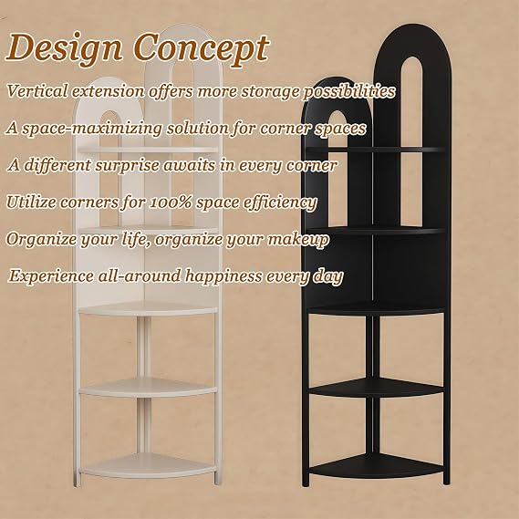 Corner Bookshelf,Modern Corner Bookcase,Shelf Bookshelf Freestanding Open, Large L-Shaped Storage Bookshelfs,Display Shelf for Small Space(Black)