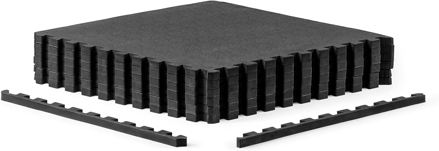 CAP Barbell Exercise Puzzle Mats Packs Tiles 24"x24" | Multiple Options Pebble - Black 1/2" Thick - 6 Tiles (24 SQ FT)