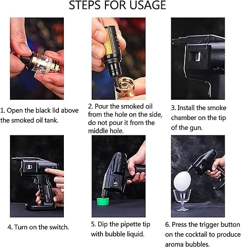 Miniatura 3 de Pistola de humo portátil para cocina, pistola de cóctel USB, pistola de ahumar burbujas, ahumador de mano en frío para hacer burbujas y humo, para
