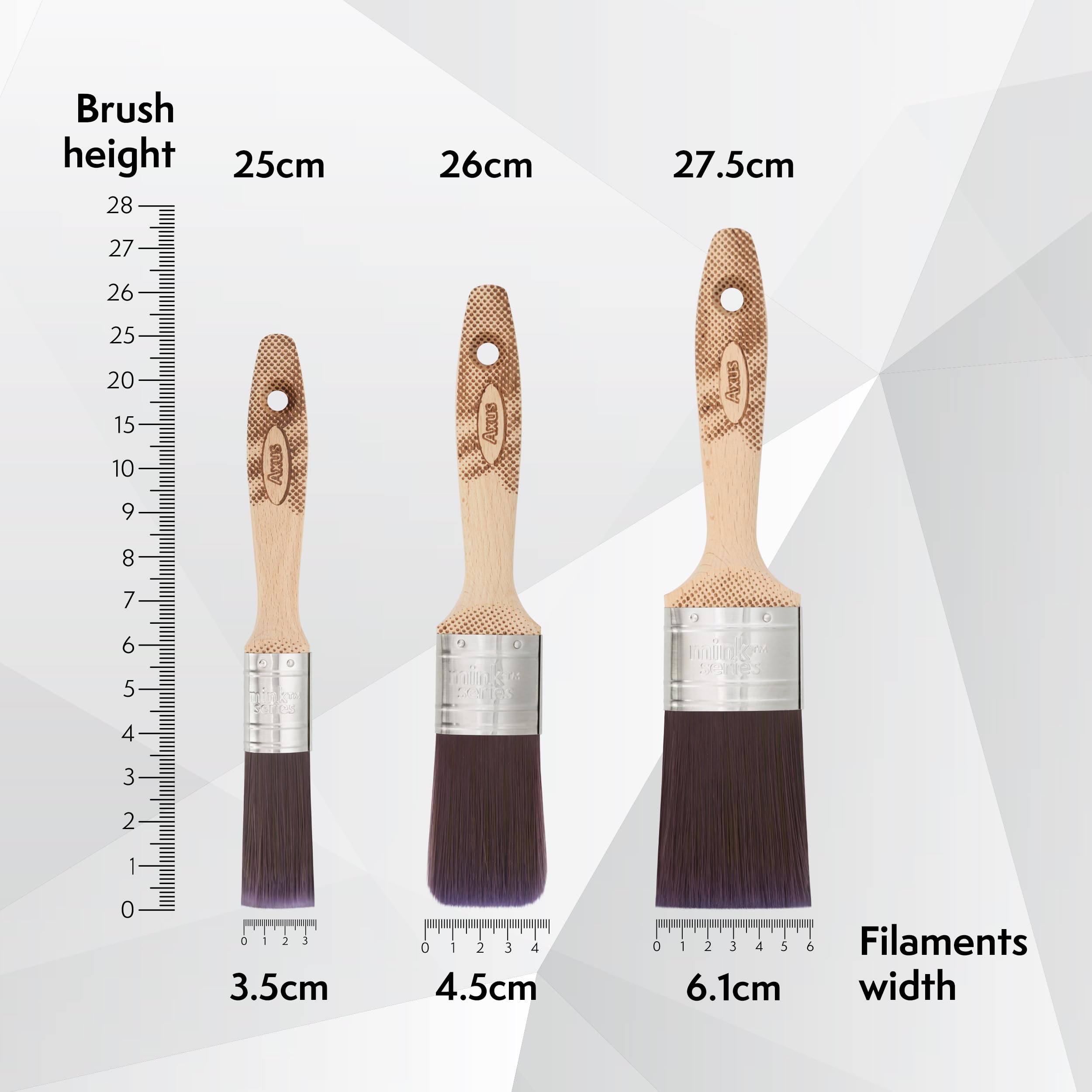 Axus Decor Silk Touch Ultra - Set di pennelli da pittura, 3 pezzi, AXU/BMVS3