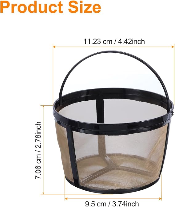 Sourcing Map 4Pcs 12 Cup Gold Nylon Coffee Filter Basket, Reusable Mesh Coffee Maker Filter, Easy to Use and Clean