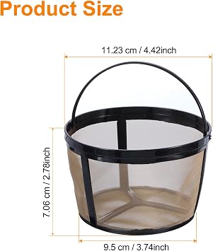 Sourcing Map 4Pcs 12 Cup Gold Nylon Coffee Filter Basket, Reusable Mesh Coffee Maker Filter, Easy to Use and Clean