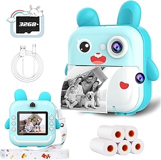 TOYOGO Cámara Instantánea para Niños, 32G Digital Printing Camera, 1080P & 12 MP HD Dual Lens, 2.4 Inch Screen, 5 Rollos de Papel, Birthday and Christmas Toy Gift for Boys and Girls