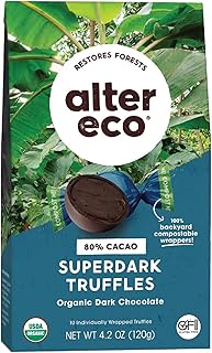 Alter Eco | SuperDark Chocolate Truffles | Pure Dark Cocoa, Fair Trade, Organic, Non-GMO, Gluten Free | 80 Truffles