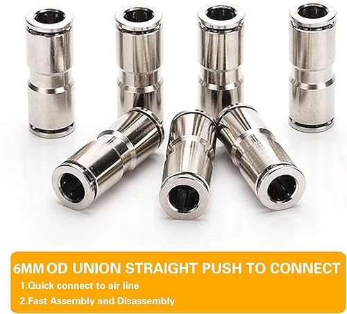 Miniatura 5 de Conectores de empuje recto de unión de 0.236 pulgadas para conectar accesorios, conectores de empuje neumáticos de acero inoxidable, accesorios de