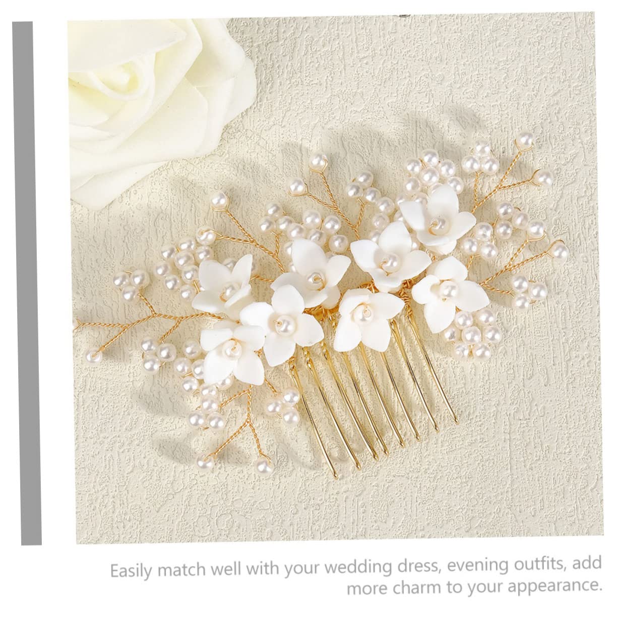 minkissy 5pcs Bridal Flower Hair Comb Elegant Wedding Hair Side Comb for Brides Unique Aesthetic for Wedding and Evening Outfits and Eye-catching Design