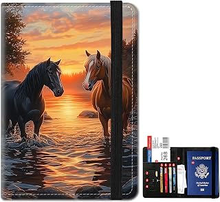 Passport Holder,Passport Cover,PU leather Travel Wallet with Credit Card Slots Rfid passport Wallet Cover Case Documents Passport Book Holders for Women and Men - Oil Art Horse