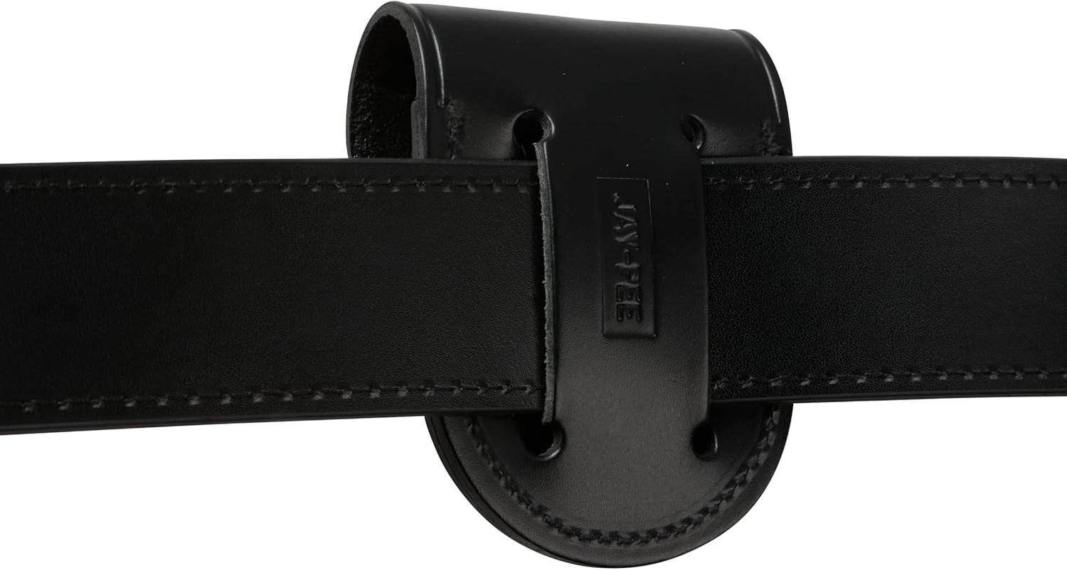 JAY-PEE Molded Leather Handcuff Case Pouch for Duty Belt Round Bottom Holder for One Pair of Chain or Hinged Handcuffs Fits 2.25 Inch Belts, Snap Closure | Made in USA