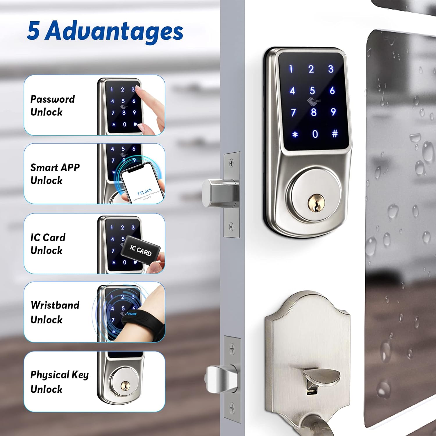 Lіmіtеd Dіѕсоunt YRHAND Smart Lock Keyless Entry Deadbolt Door Locks,Digital Electronic Bluetooth Deadbolt Door Lock with Keypad,APP,Code,IC Card,Wristband and Key for Home Hotel Office Apartment Smart Door Lock Rеvіеw Prоduсt YRHAND Smart Lock Keyless Entry Deadbolt Door Locks,Digital Electronic Bluetooth Deadbolt Door Lock with Keypad,APP,Code,IC Card,Wristband and Key for Home Hotel Office Apartment Smart Door Lock