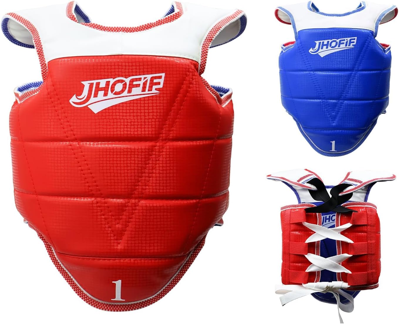 JHOFIF Martial Arts Chest Guards: Reversible Boxing Body Protector with High-Density Foam for Taekwondo, MMA, Karate Sparring