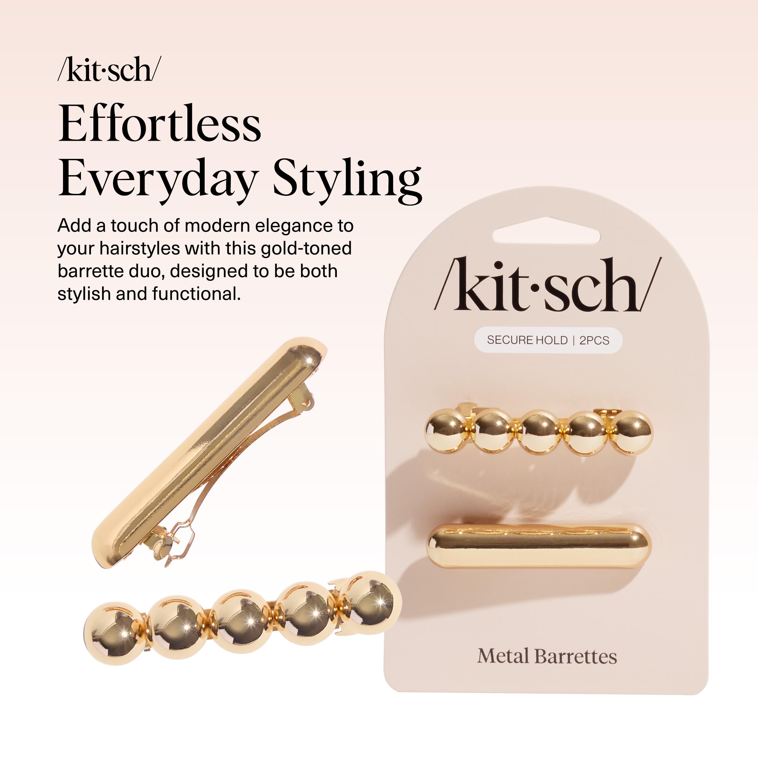 Kitsch Haarspangen aus Metall, Wolken und Blasen, goldfarben, 2 Stück