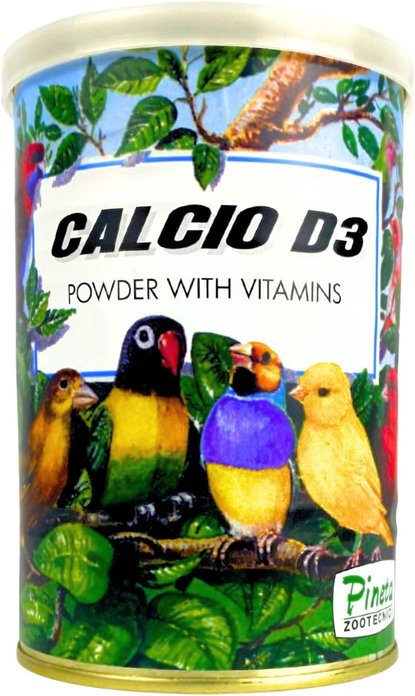 Pineta Calcio D3 250g Powder with Vitamin – Calcium Supplement D3 for Birds – Powder for Bone Strength, Eggshell Quality, Molting Support, Ideal for Domestic & Farm Birds