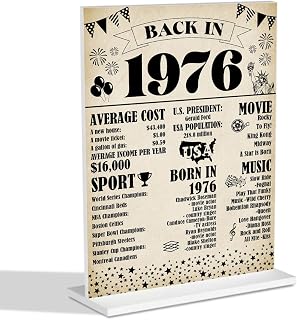 50th Birthday Decorations for Women Man Back In 1976 Acrylic Sign 50 Year Old Table Poster With Stand Party Supplies 1976 Birthday Decorations for Display Holder Table