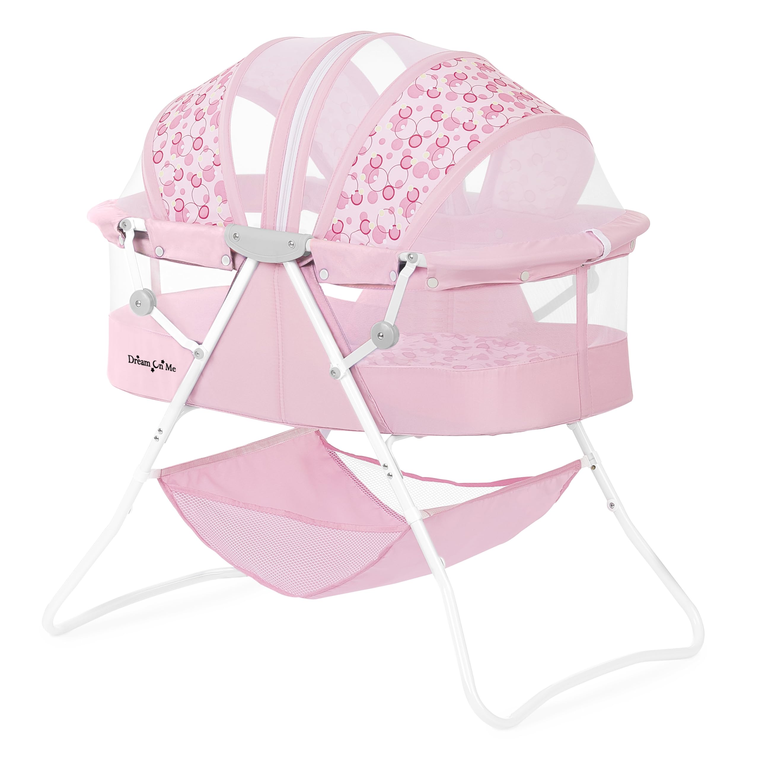 Dream On Me Karley Portable Infant Bassinet, Double Mesh Canopy, Pink