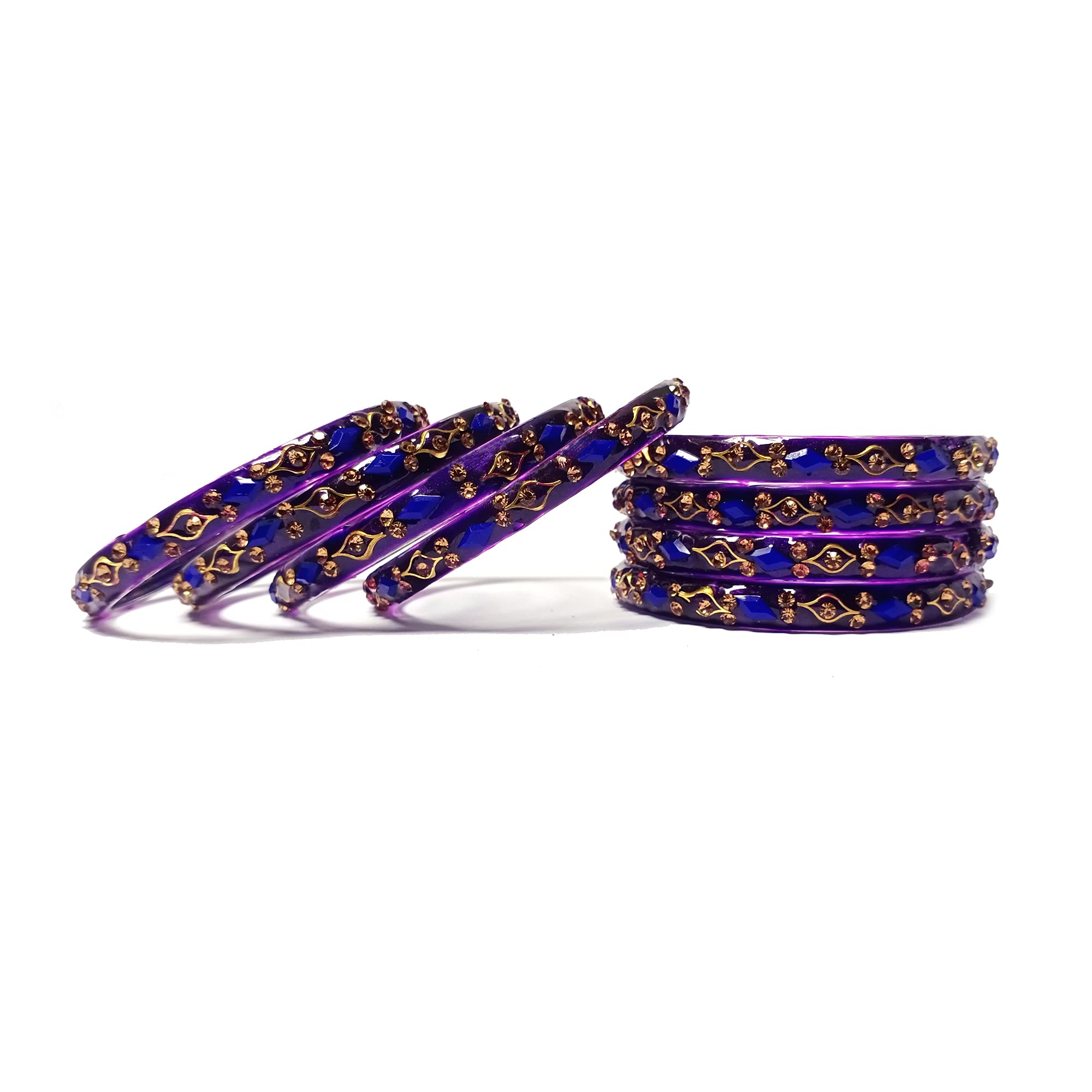 Tanvok Glass Zircon Gemstone Blue Bangle/Kada Set for Women & Girls Pack of 8 (B09B5GFYJ4) Amazon Price History, Amazon Price Tracker