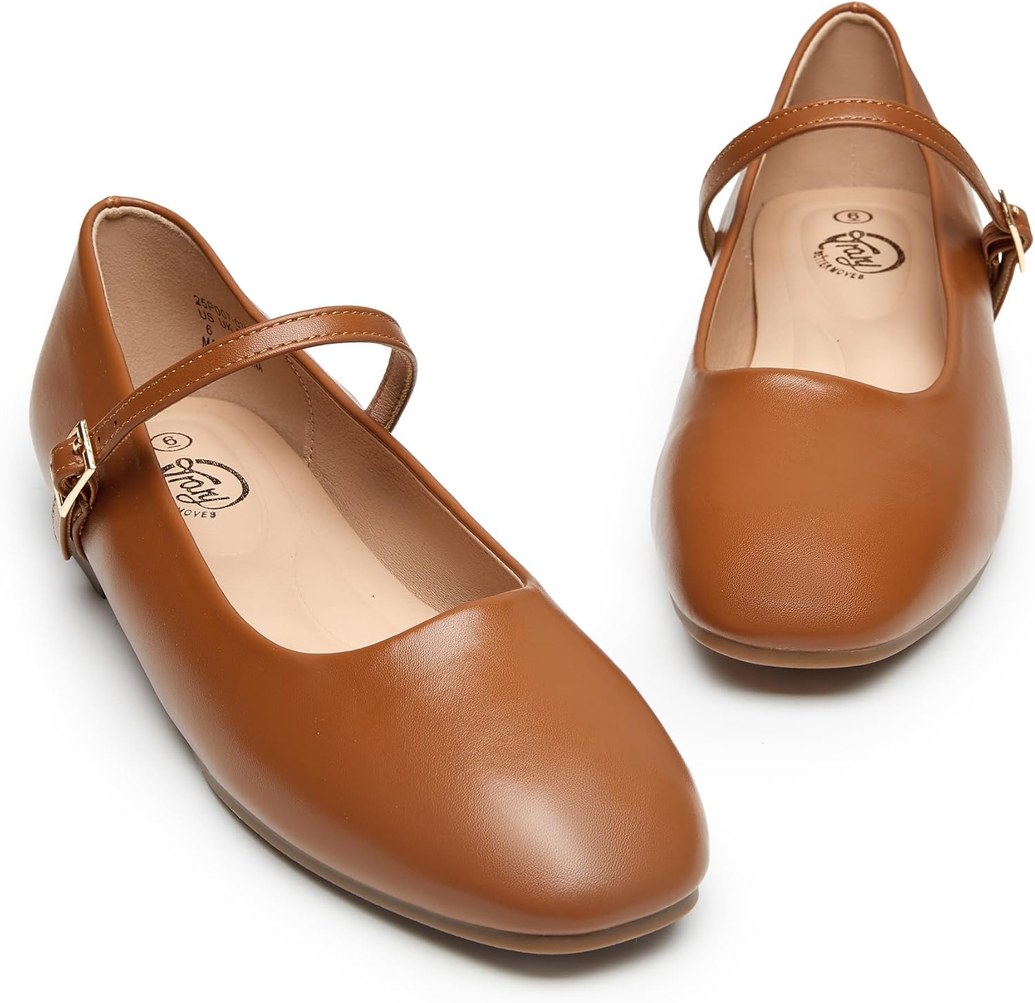 Trary Mary Jane Shoes Women, Ballet Flats Square Toe Ankle Strap Flats for Women, Adjustable Buckle Comfortable Dress Shoes - Image 3