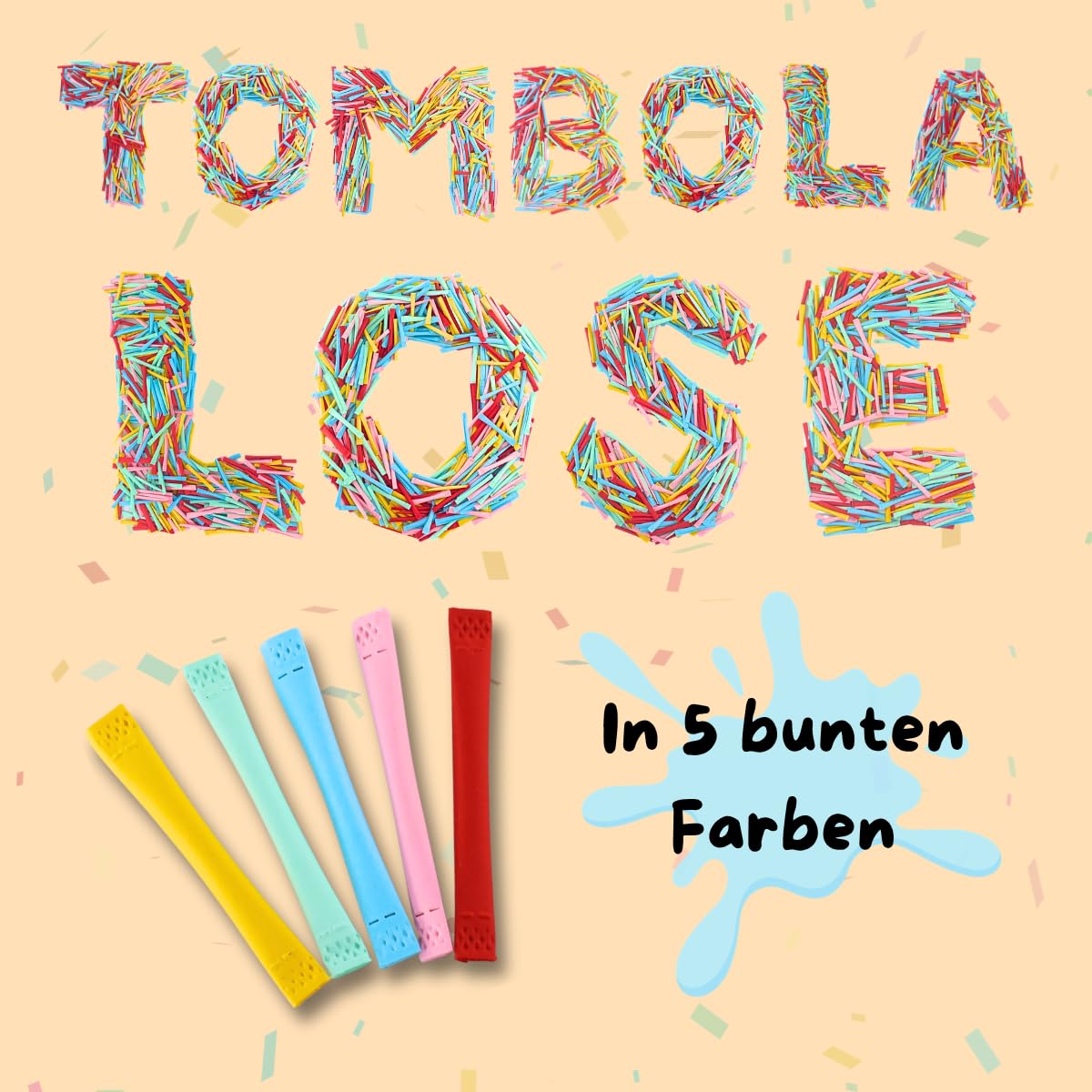 Tombolalose Lospaket 500 Gewinne 1-500 fortlaufend nummeriert, 10x50 Sicherheitslose, bunt gemischt, perforiert, ideal für Tombola & Verlosung
