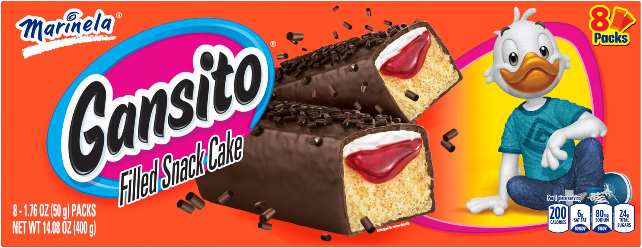 Gansito Box, Filled Snack Cakes, 8Count, 14.08 Oz