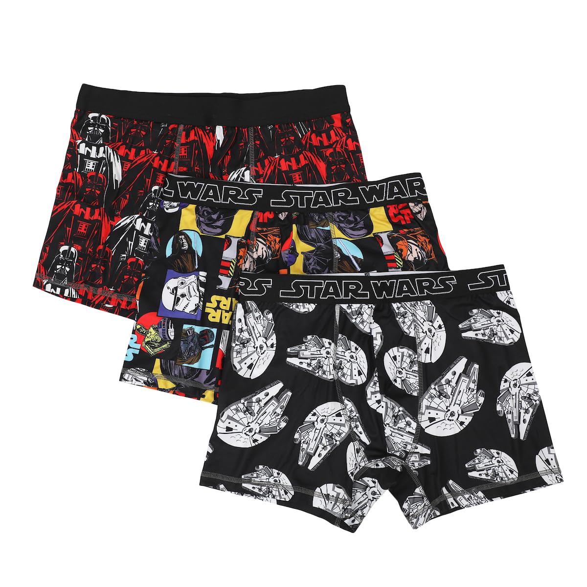 Bioworld Men's Multicolored Adult Star Wars Boxer Brief Underwear 3-Pack, Medium