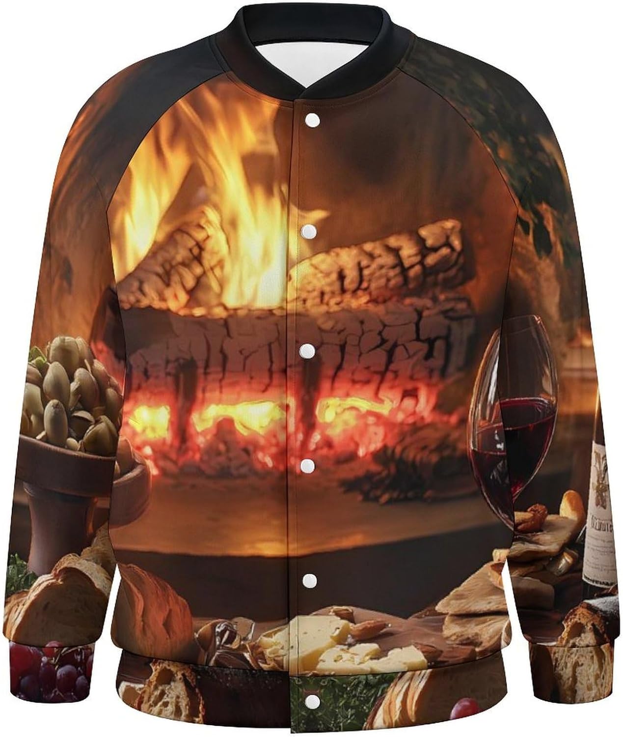 Food And Wine Baseball Jacket Casual Sportswear Bomber Jacket Coat for Men Women