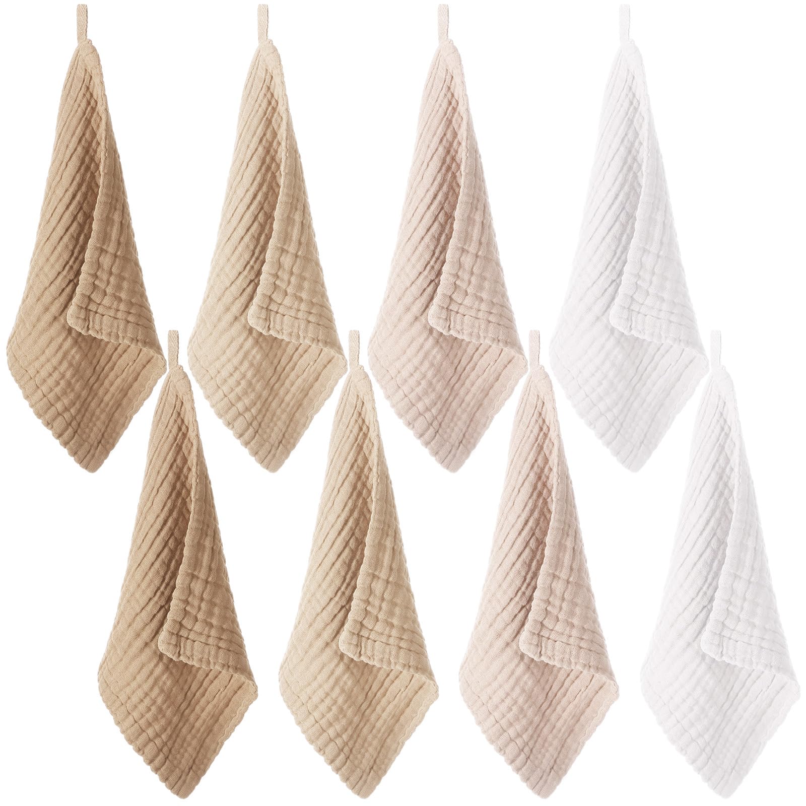 SmoothNovelty 8 paños para bebé recién nacido de 12 x 12 pulgadas, toallas faciales de muselina de algodón absorbentes para piel delicada, tela de muselina suave, reutilizable, regalo de baby shower,