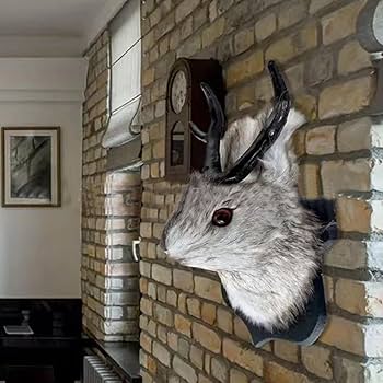 Amazon.co.jp: 樹脂製鹿の頭の壁掛け - リアルな剥製動物の頭の装飾