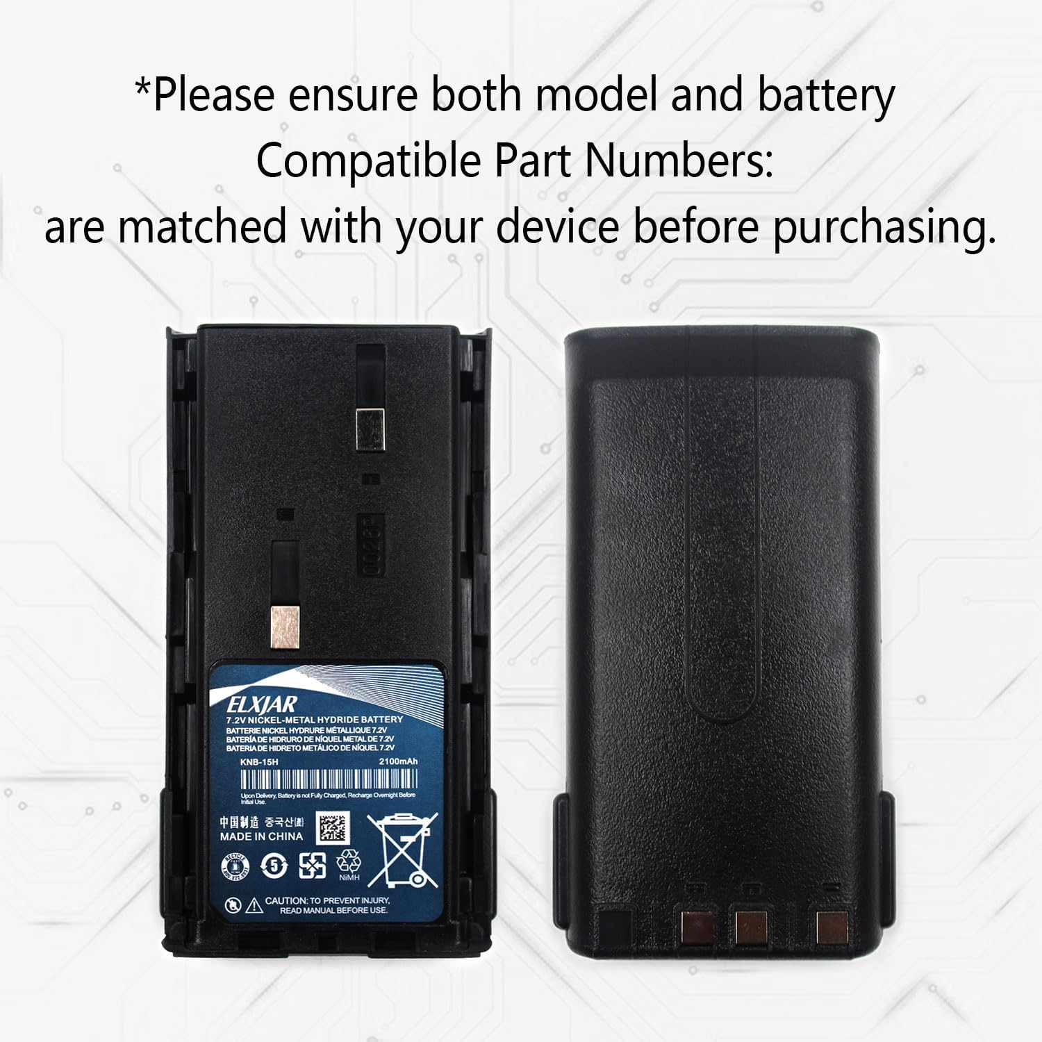 (2-Pack) 7.2V 2100mAh Ni-MH Battery Replacement for Kenwood KNB-15H KNB-15A KNB-15 KNB-14A KNB-14 KNB-20 TK-260 TK-270 TK-278 TK-360 TK-370 TK-372 TK-373 TK-378 TK-388 TK-2100 TK-2102 TK-2107 Radios