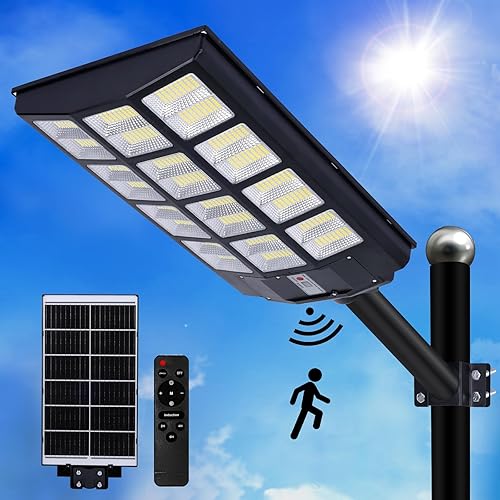 Miniatura 11 de Luz de Calle Solar de 8000W 6500K 800000LM – Luz de Calle Solar Automática de Encendido/Apagado del Anochecer al Amanecer, Resistente al Agua IP65,