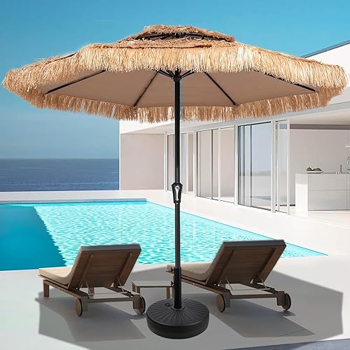 Miniatura 7 de Juego de 4 placas de base cuadrada para sombrilla de patio con desplazamiento en voladizo resistente, capacidad de 176 libras, soporte de paraguas