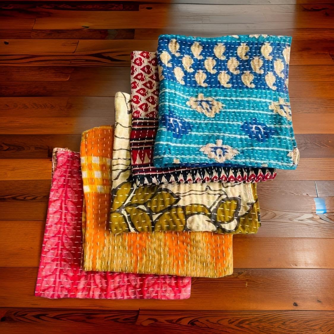 Handmade Kantha Cotton Napkin – Eco-Friendly, Reversible, Soft, Vintage-Inspired Table Linen Decor (40, 16x16 Inch)