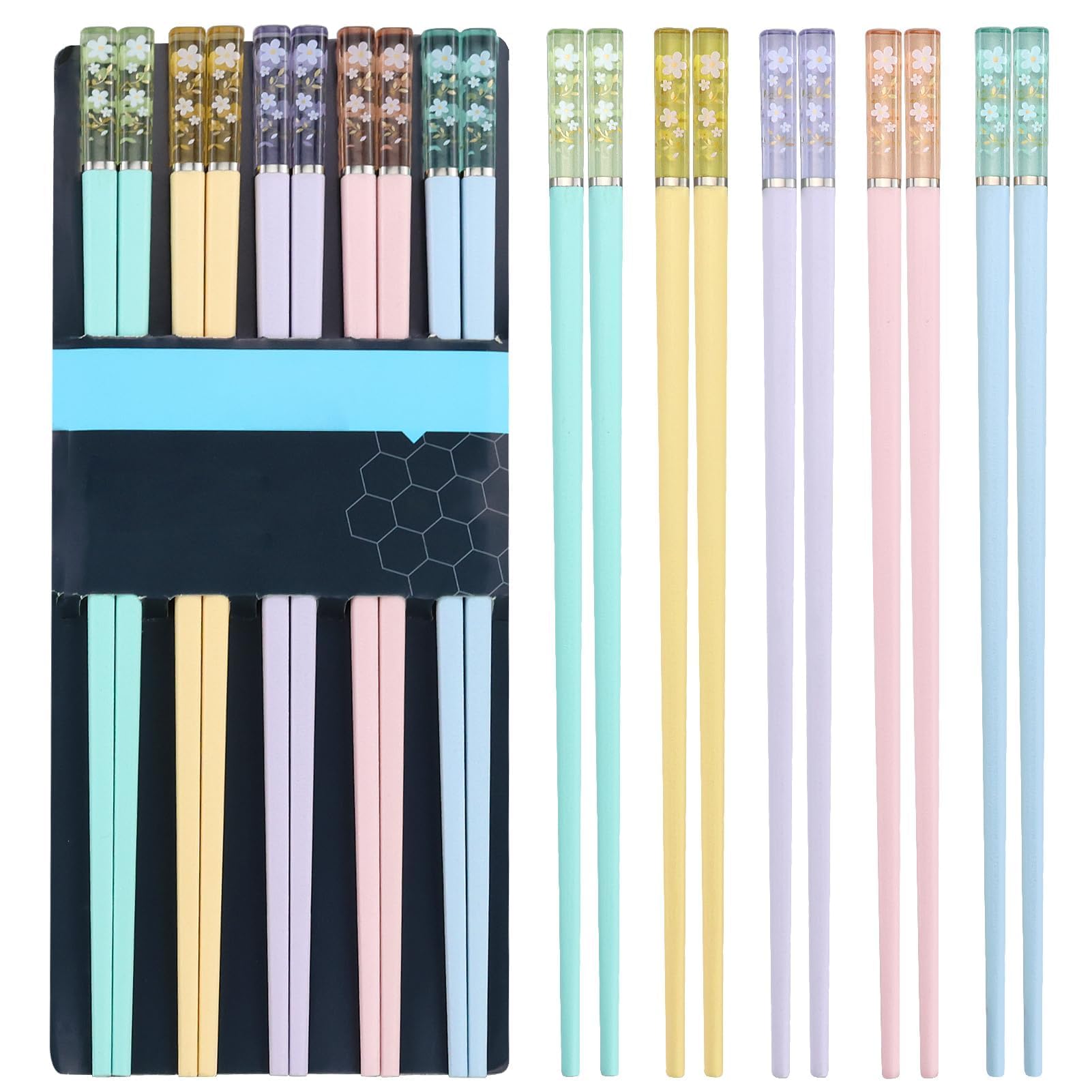 5 pares de palillos chinos de 24 cm aptos para lavavajillas palillos de sushi reutilizables Sakura ámbar estilo asiático juego de palillos de fibra de vidrio coloridos personalizados