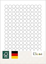 Made in Germany 1,500 Self-Adhesive Labels 15 mm Round White Permanent Adhesive on Sheet A4 (10 Sheets x 150 Labels) CS Label – Universal Labels for Labelling and Printing.