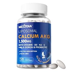 Liposomal Calcium AKG Supplement 1500mg with Vitamin D3 K2 Softgels for Women Men High Absorption Calcium Supplements with