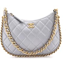 Pre-Loved CC Chain Around Hobo Quilted Lambskin, Gray