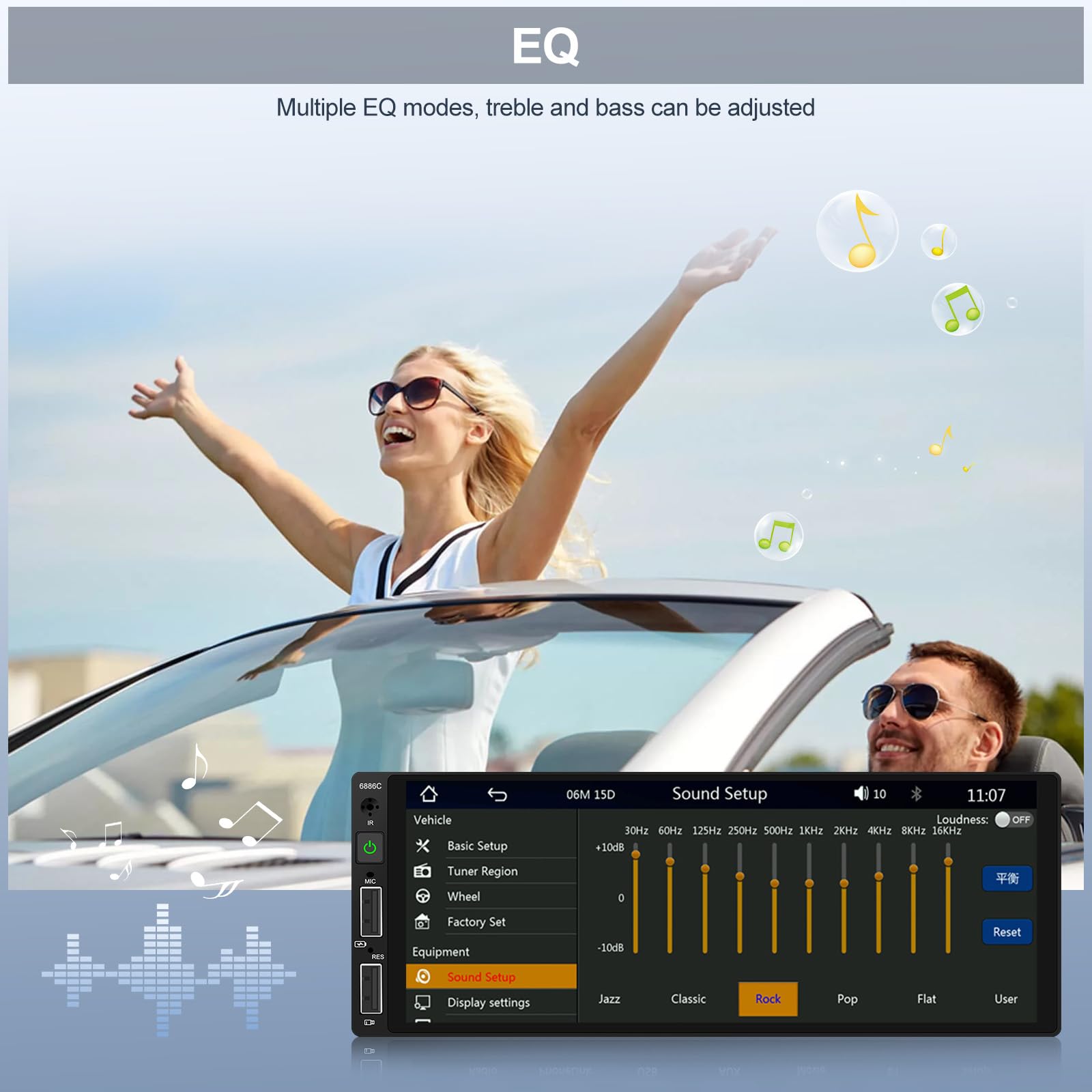 CAMECHO Autoradio 1 Din con Wireless Carplay e Android Auto, Auto Radio Stereo con 6,86 Pollici Schermo con Bluetooth, Radio FM, SWC, Collegamento Speculare+ Telecamera di Retromarcia & Mic