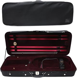 Vetimobato Adjustable 15-16.5 inch Viola Case 16 inch Hard Viola Box Composite with Neck Straps & Music sheet Bag & 4 Bow Holders (Red Velvet Lining)