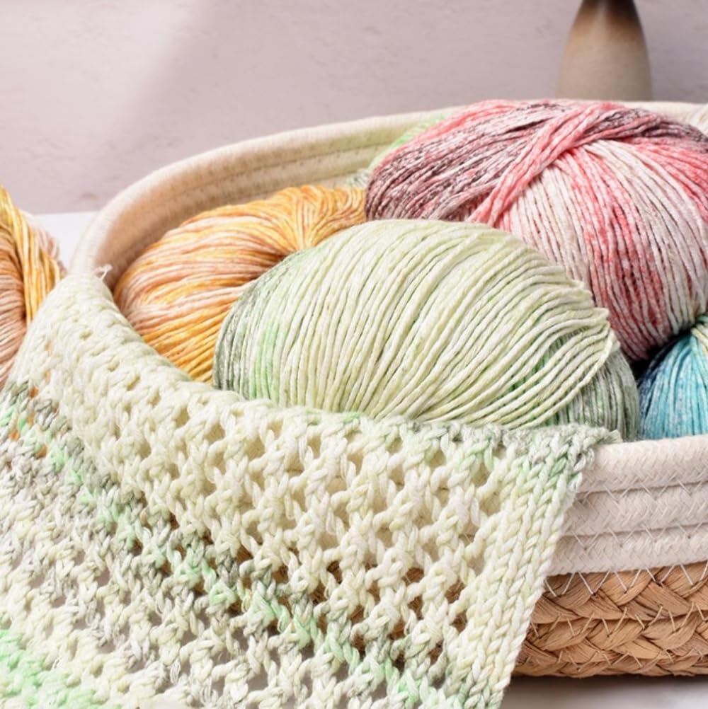 Lotus Yarns Soft Cotton Yarn, Space Dyed Colored Sweater Yarn, Knit, Crochet for Scarf, Hat, Craft Lovers & Beginners (05)
